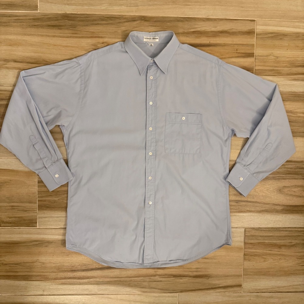 Giorgio Armani Le Collezioni Mens Light Blue Button Down Shirt 15.5 32/33